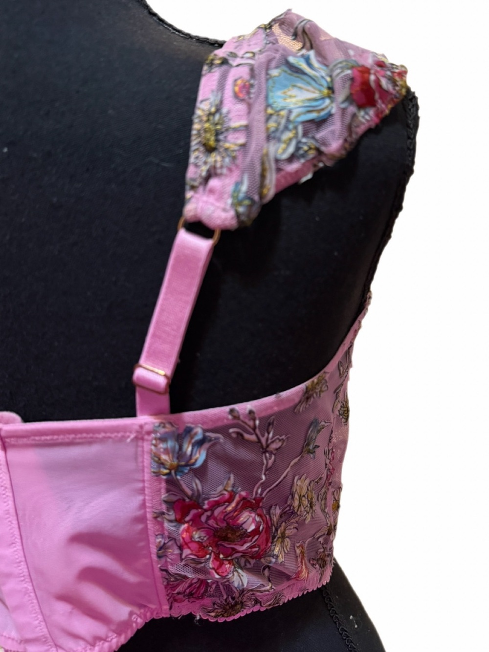 Victoria Secret Pink Floral Corset with adjustable unique straps Sz Lg EUC - Picture 4 of 9